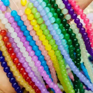 JC Crystal wholesale 6mm colorful glass crystal imitation jade beads DIY jewelry accessories making glass round loose beads