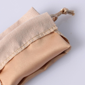 <b>Ivory</b> Suede Ribbon Drawstring Gift <b>Bags</b> for Jewelry Glasses Rings & Earrings-Custom Logo Storage Pouch - Product Image 3