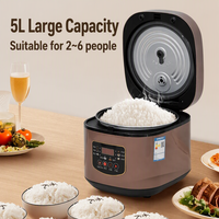 Autocuiseur Électrique Intelligent 5L pour Usage Domestique, Boîtier en Plastique Isolant, Programmation de Cuisson, Écran LCD, Cuisson Automatique, Idéal pour les Gâteaux