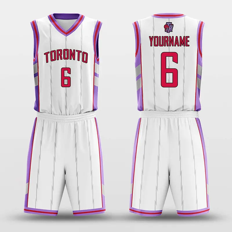 Vêtements de basket-ball Dernier maillot et short de basket-ball Sublimation personnalisée en gros Toronto Blanc et rose Hommes 100% Polyester