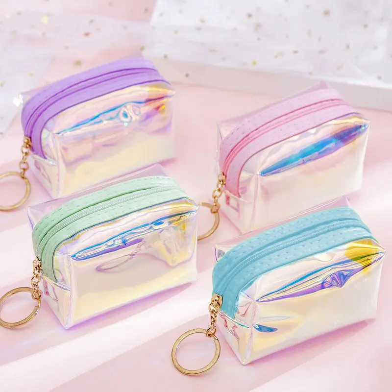 محفظة صغيرة للعملات بالليزر شفافة بتصميم جديد كوري - حقيبة عصرية ثلاثية الأبعاد للفتيات - متوفرة بعدة ألوان