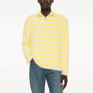 Personnalisez le pull en mohair décontracté à fermeture éclair de haute qualité pour hommes avec un pull rayé à la mode et un pull pour hommes - Product Image 1