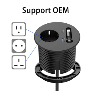 Câble rétractable du fabricant Barrette d'alimentation 1 prise secteur 2 ports de charge USB Prise d'alimentation de table universelle à usage industriel - Product Image 2