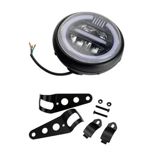 Lampu depan LED sepeda motor Retro, lampu depan sepeda motor Retro, lampu lari siang hari, lampu depan LED Universal cocok untuk Victory Harley Honda Kawasaki, Yamaha, Suzuki, BMW