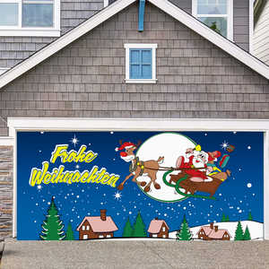 Design personnalisé <span class=keywords><strong>2023</strong></span> drapeau suspendu extérieur grande taille joyeux noël noël double porte de garage bannière pour la décoration - Product Image 2