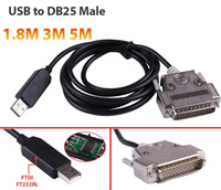 Câble Null Modem USB vers DB-25 mâle CNC DNC FTDI avec contrôle de flux logiciel CNC-SW-25M
