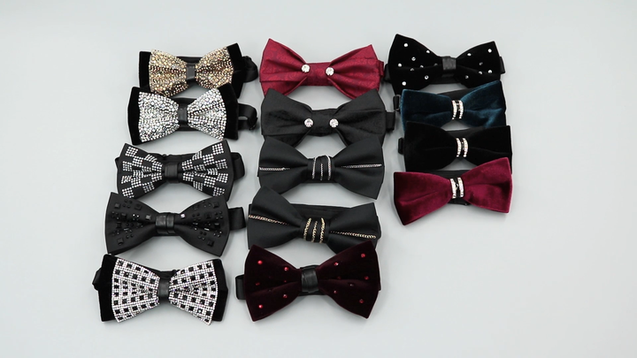 Elerevyo Men's Fashion PU Leather Single Layer Casual Bow Tie One Size Black 1 At Men's Clothing Store