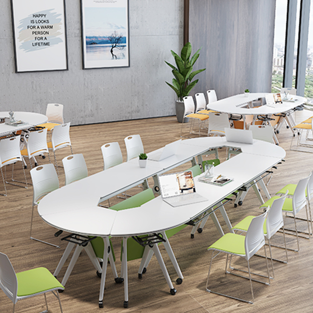 School Conference Office Desk Top Wooden Modern Student Study Foldable Training Table with Mobile Wheels