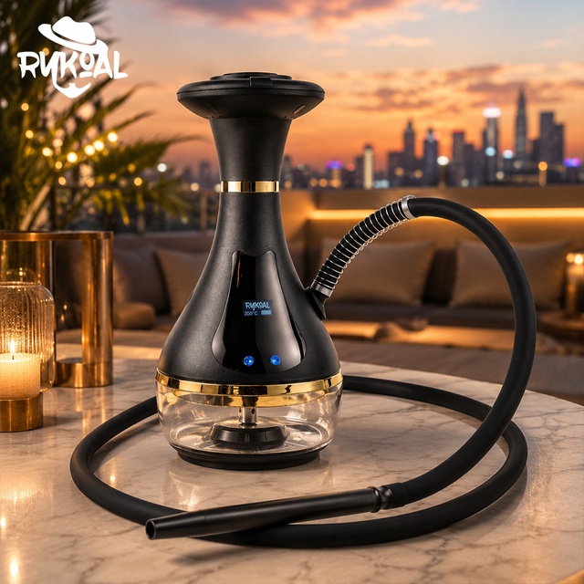 Rykoal New Hot 20000mAh Long Last Powered Electronic Hookah Full Kit LED Touch Screen Electric Heated E Shisha Capsule Smoking