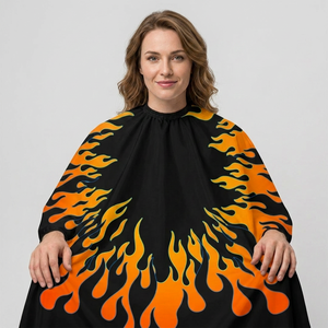 Cape de barbier Vintage Flames PRO imperméable, indispensable pour la coupe de cheveux, la coiffure et le style, confortable. - Product Image 1