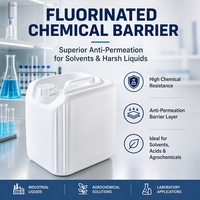 Bidon carré en PEHD fluoré de 15 L avec bouchon à vis, résistant aux produits chimiques, anti-perméation, étanche, empilable, en plastique