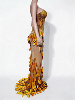 Robe longue moulante et sexy Yuanbao en maille ornée de paillettes, idéale pour défilés, fêtes d'anniversaire et spectacles