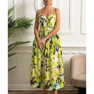 Vendita all'Ingrosso di <span class=keywords><strong>Abbigliamento</strong></span> Boutique, Nuovi Stili Estivi di Abiti da Donna con Lacci, Stampe <span class=keywords><strong>Retrò</strong></span> e Spalline Sottili - Product Image 6