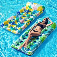 Hamac flottant gonflable pour adultes, lit flottant en maille avec dossier, flotteur portable pour piscine, lac et plage