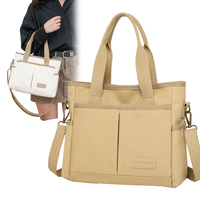 Sac fourre-tout décontracté pour femme de grande capacité, style coréen, en toile, avec fermeture ouverte, doublure en cuir véritable, sangle chaîne de luxe