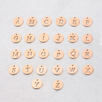 Accessoires de bijoux personnalisés DIY, breloques en acier inoxydable miroir, 12 mm, trou unique, rond, creux, petite lettre anglaise, petit pendentif