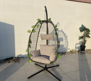 Silla Columpio Colgante para Exteriores con Cojín Profundo, Soporte Metálico, Sillas de Descanso, Hamacas Plegables para Jardín - Product Image 1