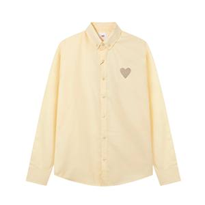 Chemise habillée de luxe pour <span class=keywords><strong>homme</strong></span> en coton à manches longues, style polo, avec motif cœur brodé, respirante, style parisien populaire, collection printemps - Product Image 4