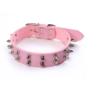 Factory Suppliers Protective Stylish Rivets Spiked Wide Dog Collar with Metal Parts