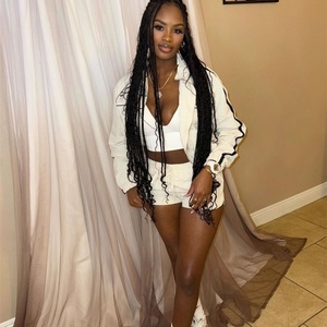 ชุดกีฬาผู้หญิงแขนยาวกางเกงขาสั้นชุด 2 ชิ้นสตรีทแวร์ - Product Image 2