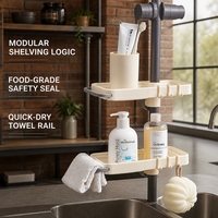Support de rangement guidé pour robinet de salle de bain, organisateur d'évier de cuisine pour savon et éponge