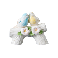 Décoration de jardin Petits oiseaux en céramique avec fleur Figurine d'oiseaux en céramique