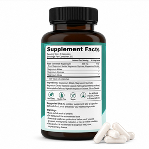Complesso di magnesio pesante 300 mg glicina acido malico e magnesio citrato capsule per il rilassamento muscolare sedazione del sonno ed energia - Product Image 2
