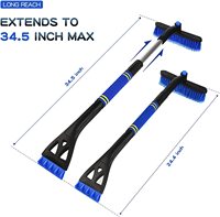 Grattoir à glace extensible 3-en-1 et brosse à neige, grattoir à neige avec tête de brosse pivotante pour pare-brise de voiture Brosse à neige pour évent de voiture