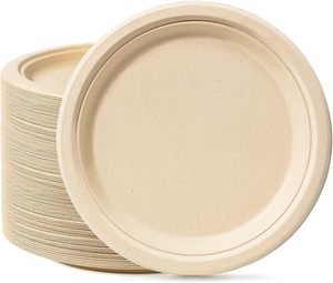 Custom 9 Inch Biodegradable Round Natural Plate Zero Waste Disposable Bagasse Dinner Plate Sugarcane Tableware - Product Image 1