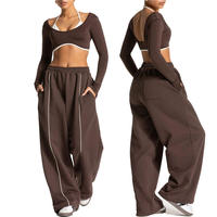 Ensembles de sport color-block pour femmes : hauts et jambières évasées pour le yoga, ensembles amples pour le yoga, Pilates, gym et fitness