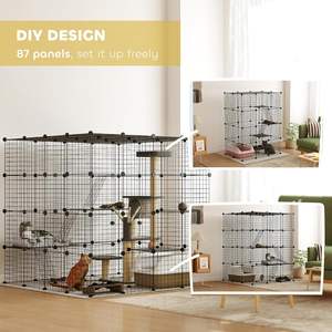 Grande cage pour animaux de compagnie robuste et résistante en acier épais, à forte capacité de charge, anti-déformation, pour utilisation en extérieur et à la ferme - Product Image 4