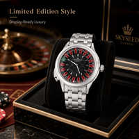 Montres automatiques de luxe à roue de roulette édition limitée OEM personnalisées en usine, avec disque de jeu rotatif et bouton mécanique