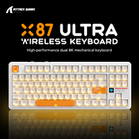 Keyboard gaming mekanik ATTACK SHARK X87ULTRA wired wireless 8K custom tiga mode, layar dot matrix, RGB, dan pencahayaan South-to-North.