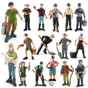 Modèle de ferme de simulation, berger, éleveur, agriculteur, paysan, femme, poupée, PVC, plateau de sable, ornements, ensemble de jouets faits à la main, 4-6 ans, <span class=keywords><strong>17</strong></span> - Product Image 1