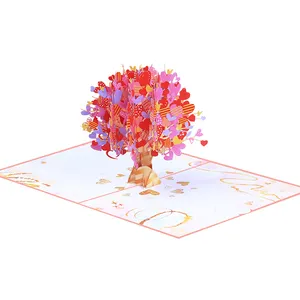 Novo design de cartão romântico de confissão para o Dia dos Namorados, cartão de convite de casamento em flor de cerejeira 3D