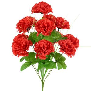 Bouquet artificiel de 12 carnations en soie, fausse fleur en gros pour <span class=keywords><strong>cimetière</strong></span> - Product Image 5