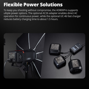 Flash Estroboscópico para Exteriores GODOX AD800PRO de 800 Ws con Salida TTL, Alimentado por Batería, 1/8000 HSS, para Estudio de Fotografía - Product Image 4