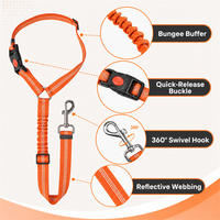 Ceinture de sécurité pour chien, laisse rétractable en nylon solide, réfléchissante, bungee, dispositif de sécurité pour animaux de compagnie dans les véhicules, réglable de 45 à 84 cm, 9 couleurs