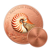 Pièce de monnaie en cuivre fin .999 de 1 OZ, pièce de défi avec relief d'animaux marins, créatures marines, souvenir de collection, pièce ronde en cuivre de 1 oz