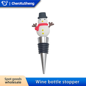 Christmas Resin Wine Stoppers With Cork Base Various Styles For Bottle Sealing - Product Image 4