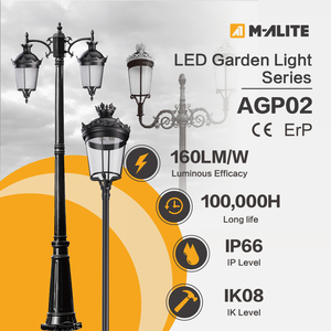 Lanterne <span class=keywords><strong>de</strong></span> <span class=keywords><strong>jardin</strong></span> LED extérieure, lampadaire, IP66, aluminium moulé sous pression, 160 lm/w, pour aménagement paysager, cour, allée, parc - Product Image 2