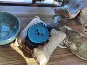 Montre pour homme en acier inoxydable, nouveau Design, LOGO personnalisé, bracelet en bois, chronographe, montres à Quartz <span class=keywords><strong>de</strong></span> luxe OEM - Product Image 5