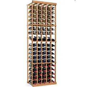 Rak Display Anggur Lantai Kayu Pabrik Kustom Ember Padat Bekas Komersial, Pendingin & Pemegang Gudang Anggur Dukungan Ukuran Bebas