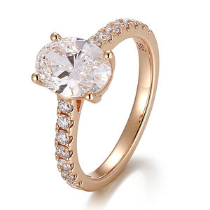 Bijoux de mode, bague en or massif 14 carats avec diamant, pierre principale 2 carats, diamant ovale de laboratoire certifié IGI, bague de fiançailles - Product Image 1