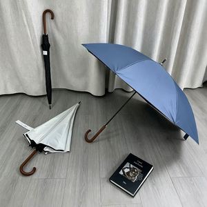 Paraguas de Madera con Mango Curvo, Protección UV UPF50+, Impermeable, Resistente al Viento, Largo, Multicolor, de Lujo para Negocios - Product Image 3