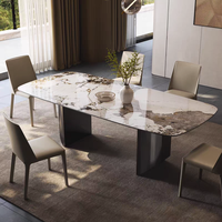 Ensemble de table à manger rectangulaire en marbre naturel moderne de luxe de haute qualité, grande taille, meubles de maison, salle à manger, villa, hôtel, appartement