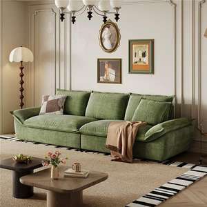 Ensemble de canapé sectionnel moderne et écologique de style rétro avec tissu chenille à motif papillon tufté pour le salon - Product Image 1