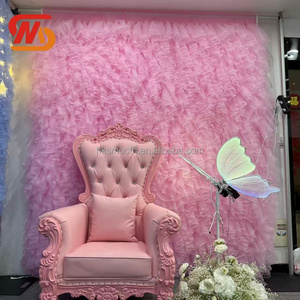 Mur de fleurs roses lisses 3D enroulable, toile de fond artificielle pour décoration de mariage - Product Image 4