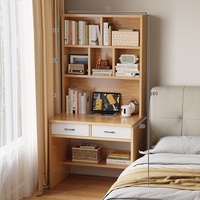 Bureau en bois et bibliothèque combinés pour la maison, bureau d'étude pour adulte avec bibliothèque, bureau d'écriture pour étudiant dans la chambre