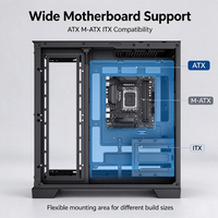 Casing PC Gaming Kaca Temper Berlogo Kustom Mid Tower ATX ITX Kabinet Komputer Desktop Mendukung Pendingin Air 360mm Stok Tersedia